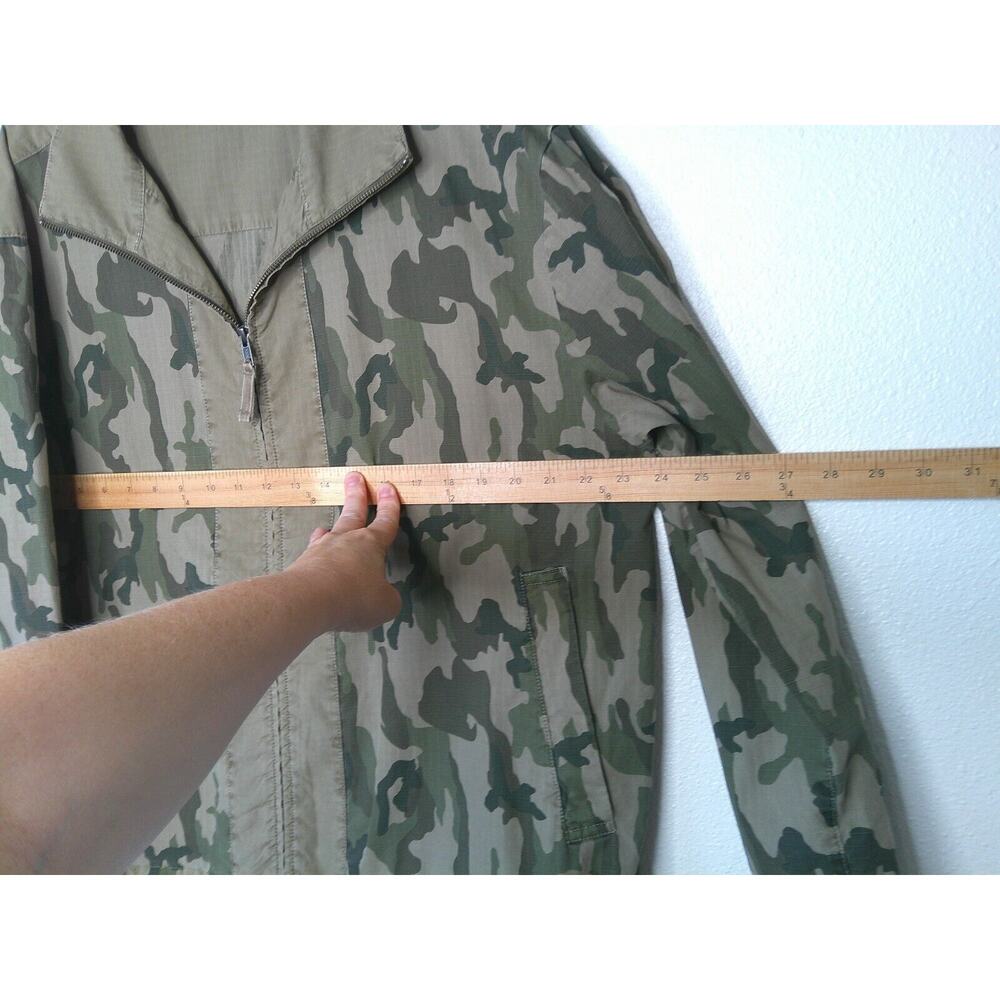 James Perse Army Green Tan Camo Print Zip Band Neck Long Sleeve Jacket 4 / XL - Picture 14 of 16